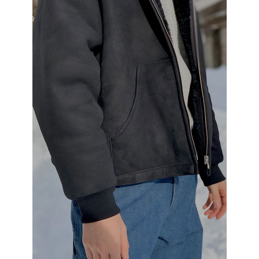 【A.PRESSE/アプレッセ】<br>Mouton ZIP leather Hoodie <br>25SAP-01-02H