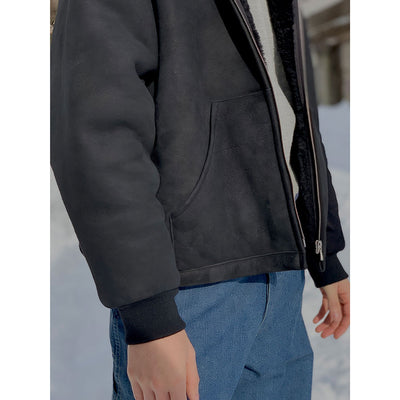 【A.PRESSE/アプレッセ】<br>Mouton ZIP leather Hoodie <br>25SAP-01-02H