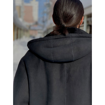 【A.PRESSE/アプレッセ】<br>Mouton ZIP leather Hoodie <br>25SAP-01-02H
