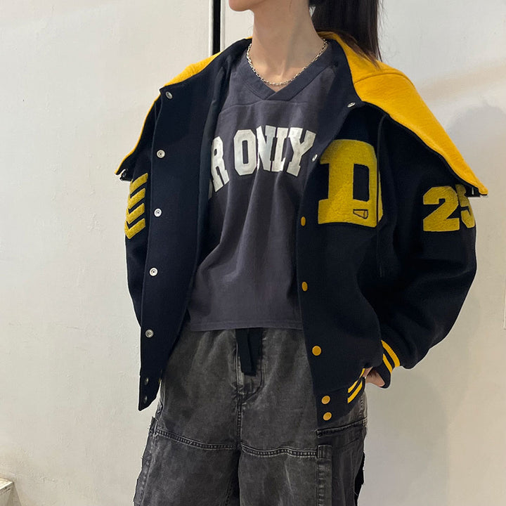 doublet/ダブレット】PETAL MOUTH HOOD VARSITY JACKET