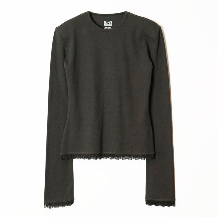 HOLIDAY/ホリデイ】SUPER RIB PADDED SHOULDER LACE CREW-NECK L/S