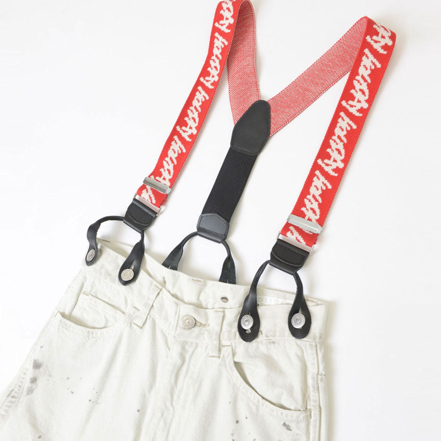 HOLIDAY/ホリデイ】PAINT DENIM TWO-PIECE SUSPENDER PANTS (OFF WHITE 