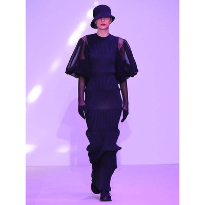 【CFCL/シーエフシーエル】<br>FLUTED LUCENT LONG PUFF SLEEVE DRESS <br>CF006KH051