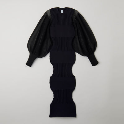 【CFCL/シーエフシーエル】<br>FLUTED LUCENT LONG PUFF SLEEVE DRESS <br>CF006KH051