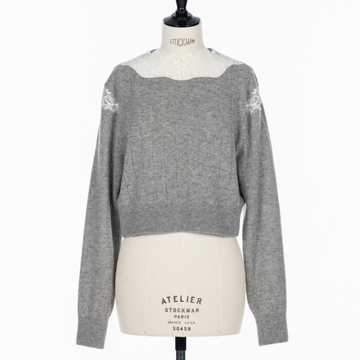 FETICO/フェティコ】HAIRY LACE PANELED CROPPED PULLOVER FTC264-0706