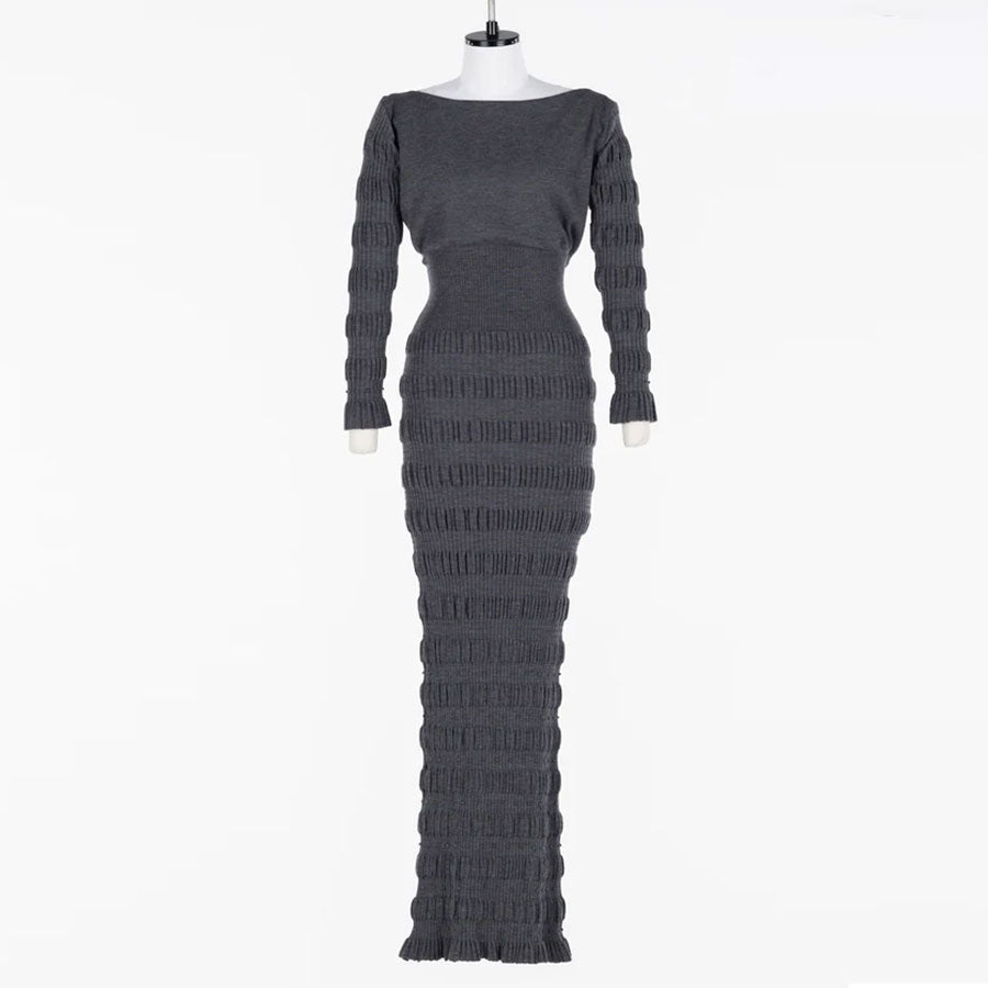 【FETICO/フェティコ】 <br>Stripe knit long dress <br>FTC254-0707