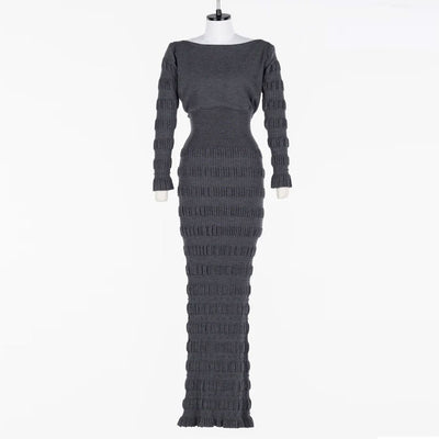 【FETICO/フェティコ】 <br>Stripe knit long dress <br>FTC254-0707