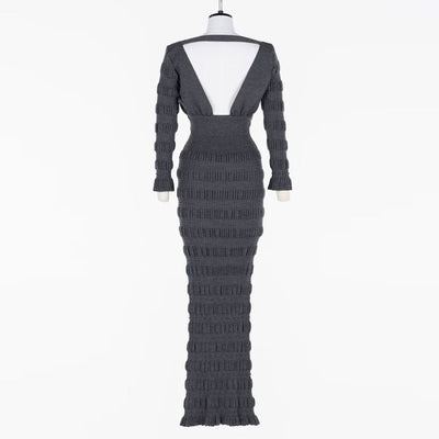 【FETICO/フェティコ】 <br>Stripe knit long dress <br>FTC254-0707