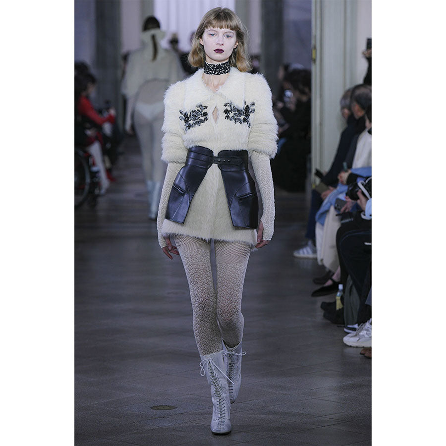 FETICO /FUR KNIT BEAD EMBROIDERED JACKET