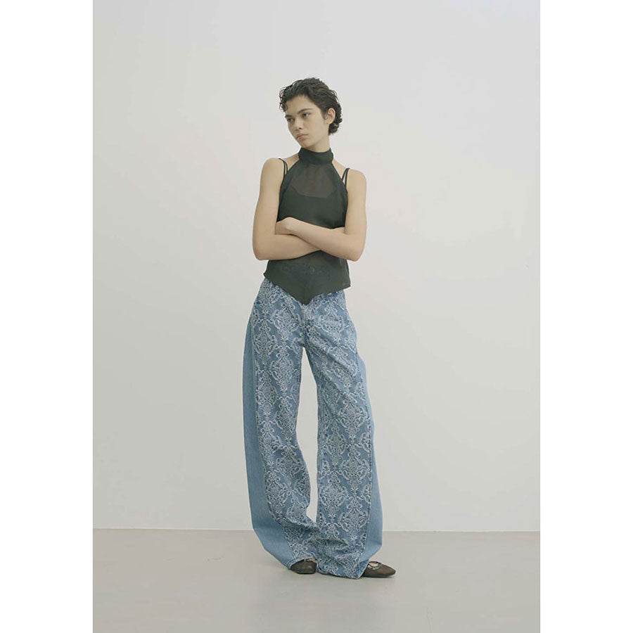 u*m様 FETICO DAMASK-JACQUARD DENIM 2026SS FETICO/フェティコ】DAMASK-JACQUARD DENIM CURVE-FIT HIGH-RISE JEANS