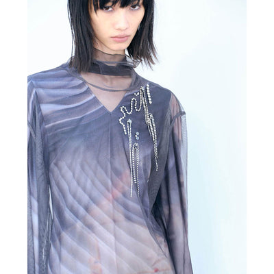 【mukasa/ムカサ】<br>RARE STONE PRINT BODYSUIT <br>MU-0408