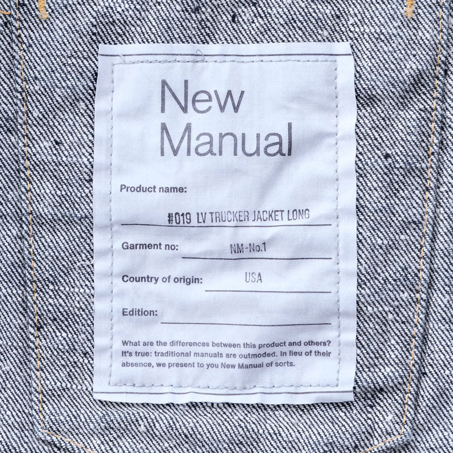 【New Manual/ニューマニュアル】<br>#019 LV TRUCKER JACKET LONG <br>JK-YY-0010