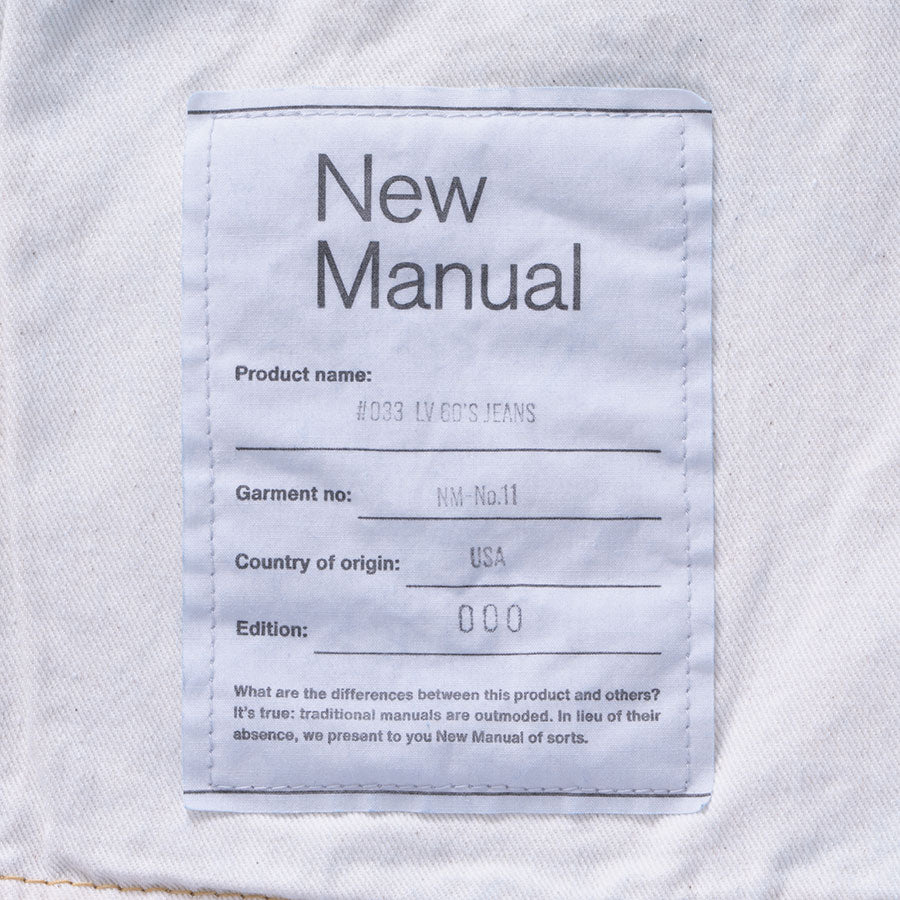 【New Manual/ニューマニュアル】<br>#033 LV 60'S JEANS ONE-WASHED <br>PT-YY-0008