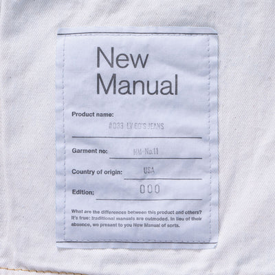 【New Manual/ニューマニュアル】<br>#033 LV 60'S JEANS ONE-WASHED <br>PT-YY-0008