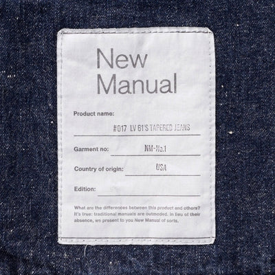 【New Manual/ニューマニュアル】<br>#017 LV 61's TAPERED JEANS ONE-WASHED <br>PT-YY-0005