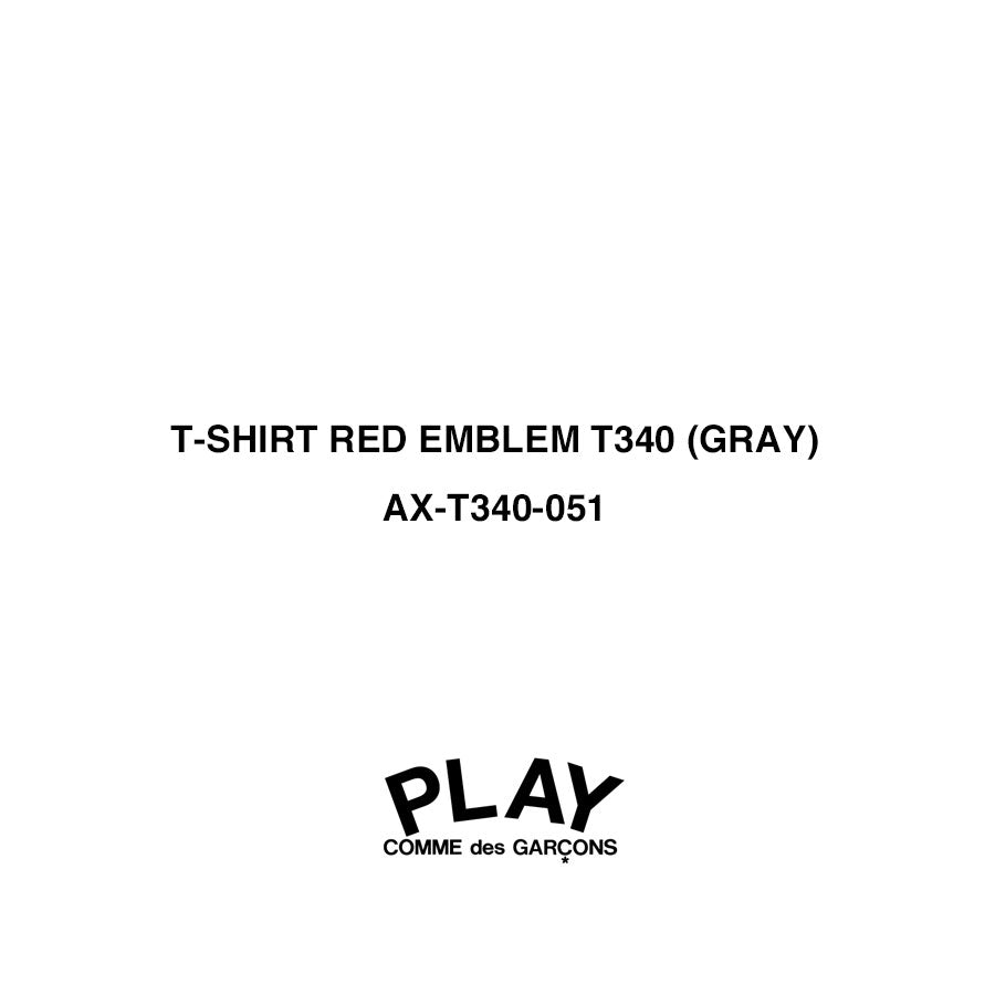 【PLAY COMME des GARCONS】<br>T-SHIRT RED EMBLEM T340 (GRAY) <br>AX-T340-051