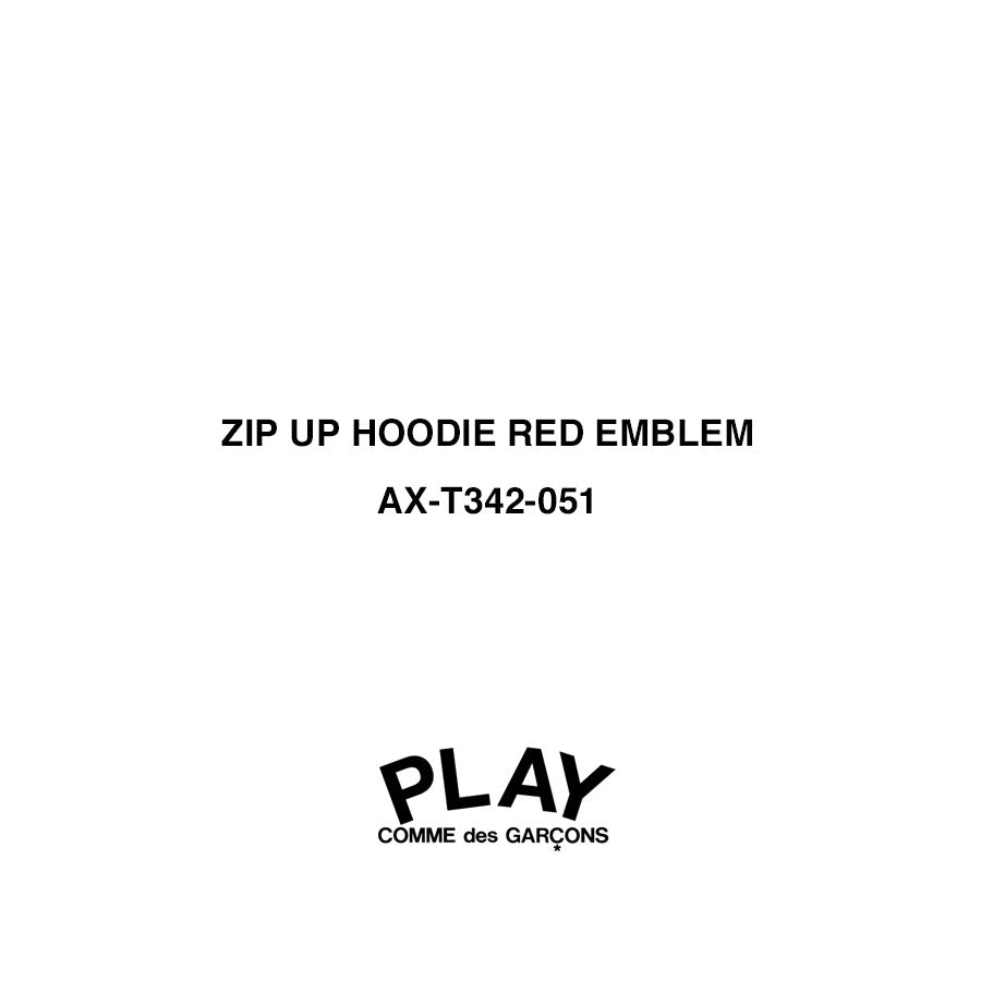 【PLAY COMME des GARCONS】<br>ZIP UP HOODIE RED EMBLEM <br>AX-T342-051