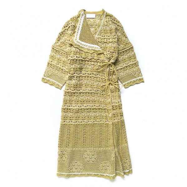 SALE 50%OFF ! <br/>【Mame Kurogouchi/マメ】Floral Watermark Wrap-Front Knitted Dress