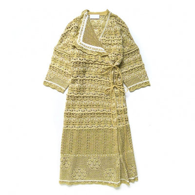 SALE 50%OFF!<br> 【Mame Kurogouchi/마메】Floral Watermark Wrap-Front Knitted Dress