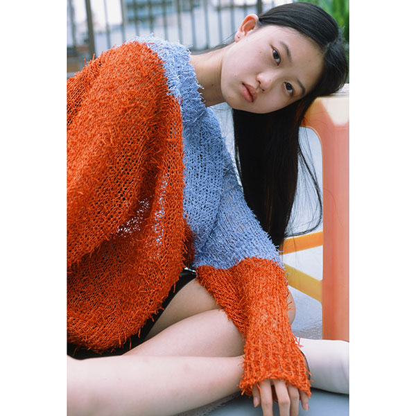 kota gushiken Fur Jumper blue×orange-