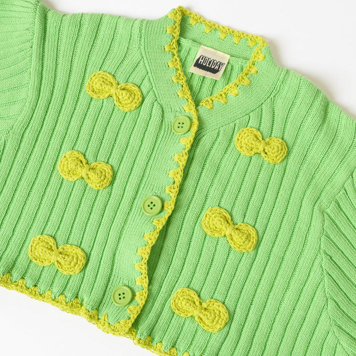 HOLIDAY/ホリディ】RIBBON CROPPED KNIT CARDIGAN 23104025の