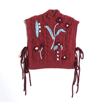 SALE 50%OFF ! <br/>【Mame Kurogouchi/マメ】<br>Floral Motif Hand-Knitted Vest<br>MM22PF-KN728