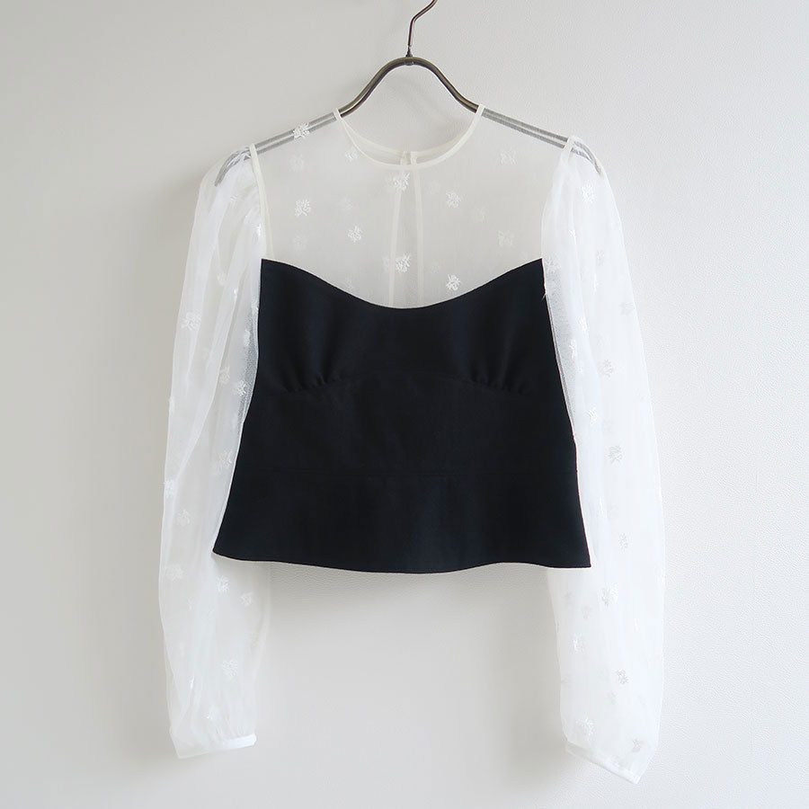 【GREED/グリード】<br>Small Flower embroidery Puff Short Top <br>6075100039