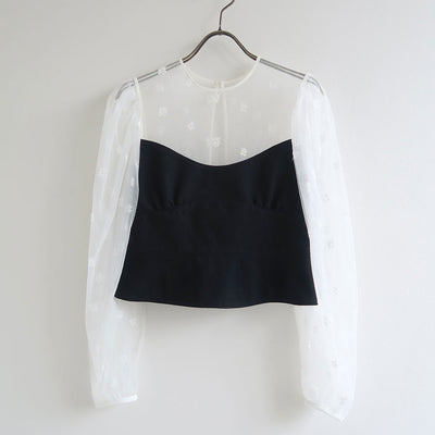 【GREED/グリード】<br>Small Flower embroidery Puff Short Top <br>6075100039