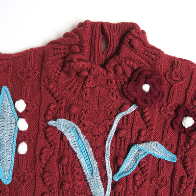 SALE 50%OFF ! <br/>【Mame Kurogouchi/マメ】<br>Floral Motif Hand-Knitted Vest<br>MM22PF-KN728