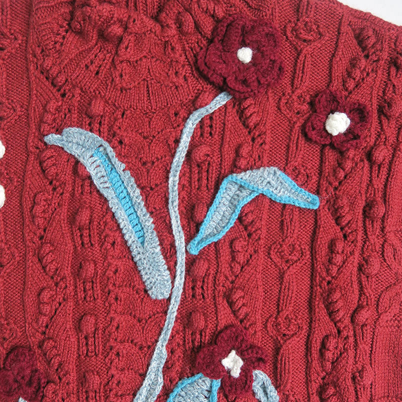 Mame Kurogouchi/マメ】Floral Motif Hand-Knitted Vestの通販