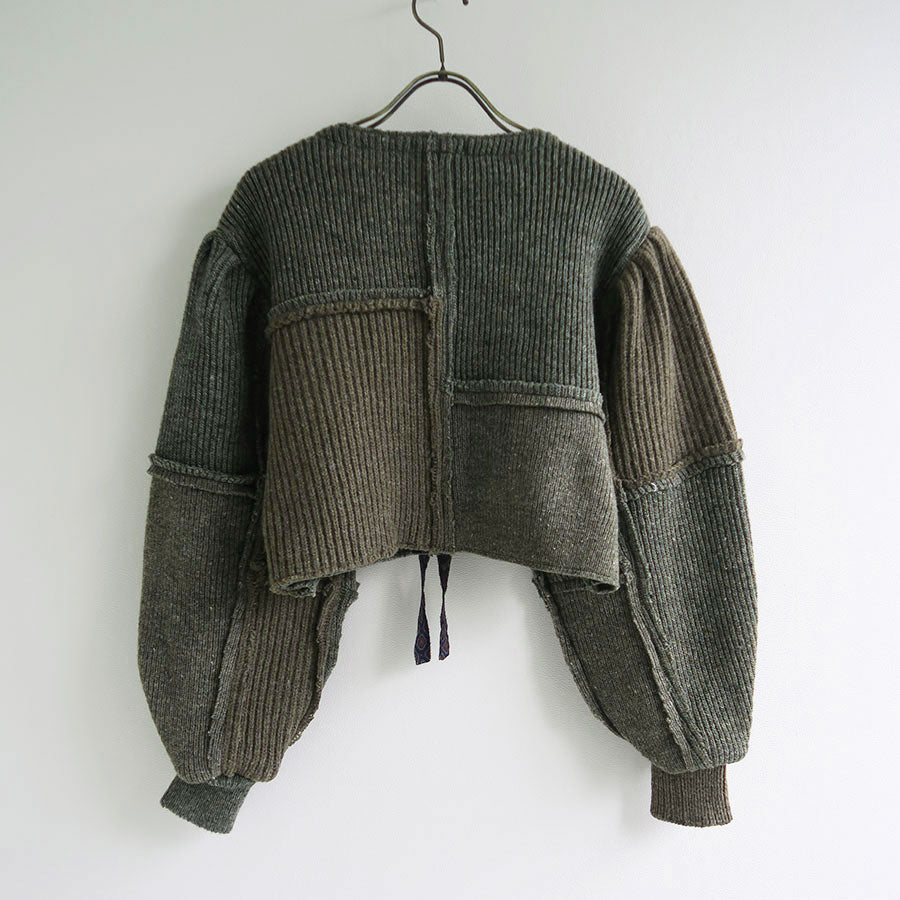 SALE 50%OFF ! <br/>【MALION vintage/マリオンヴィンテージ】<br>military rib short cardigan (KHAKI) <br>05-4-1