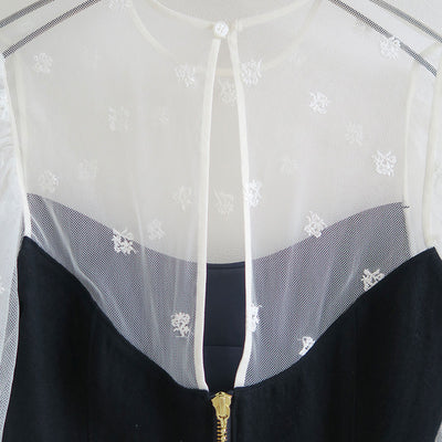 【GREED/그리드】<br> Small Flower embroidery Puff Short Top<br> 6075100039 