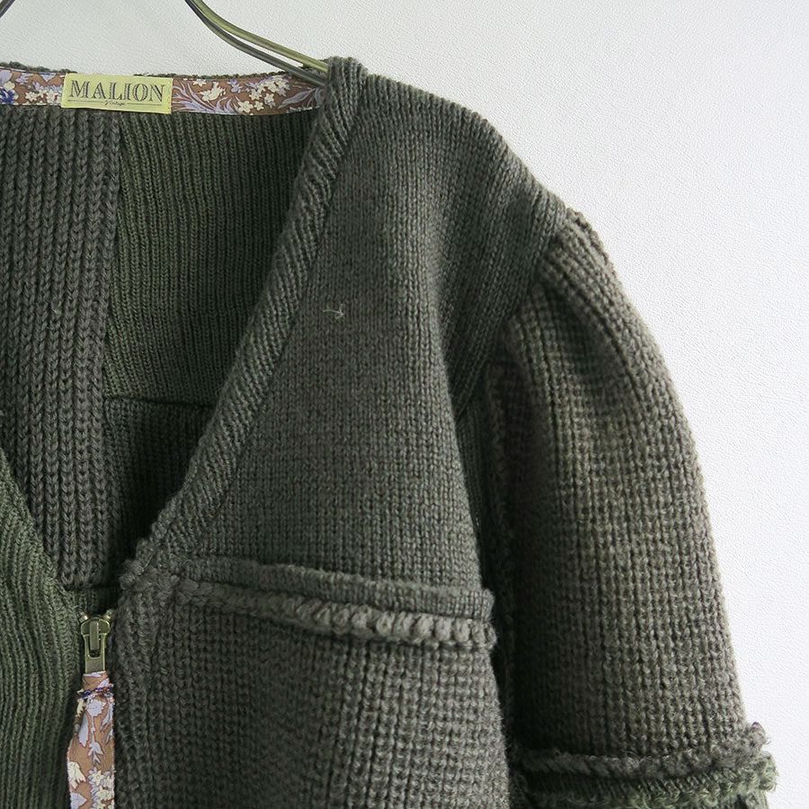 SALE 50%OFF ! <br/>【MALION vintage/マリオンヴィンテージ】<br>military rib short cardigan (KHAKI) <br>05-4-1