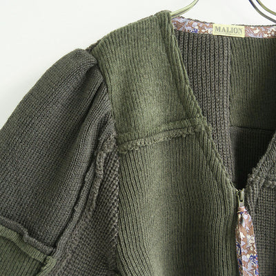 SALE 50%OFF ! <br/>【MALION vintage/マリオンヴィンテージ】<br>military rib short cardigan (KHAKI) <br>05-4-1