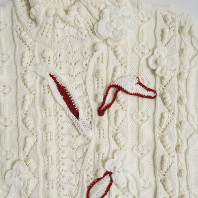 SALE 50%OFF ! <br/>【Mame Kurogouchi/マメ】<br>Floral Motif Hand-Knitted Vest<br>MM22PF-KN728