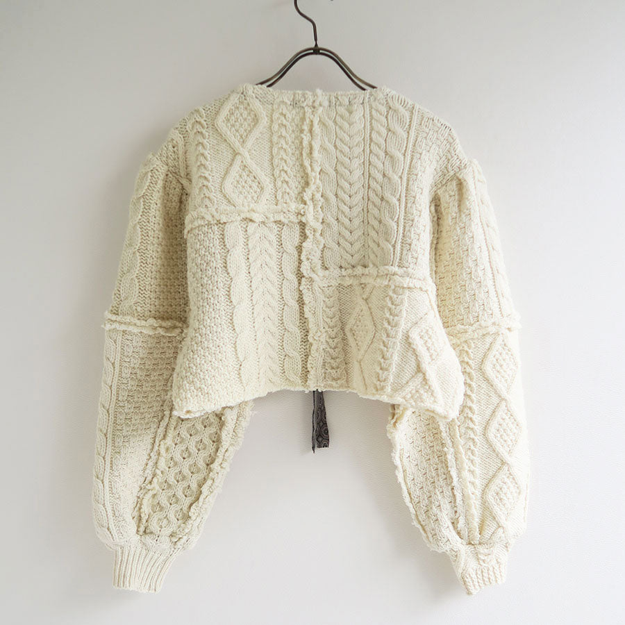 SALE 50%OFF ! <br/>【MALION vintage/マリオンヴィンテージ】<br>fisherman short cardigan (IVORY) <br>05-4-2