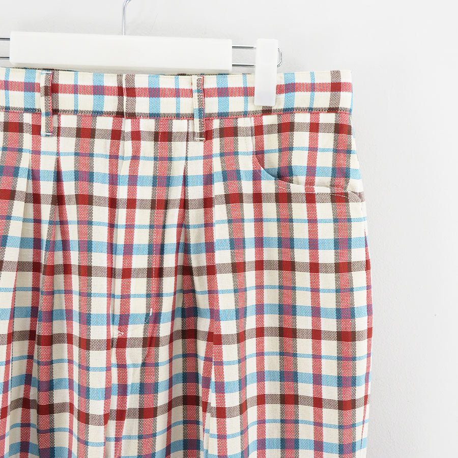 SALE 50%OFF!<br> 【FARAH/팔러】<br> 수베니아 체크 Two-tuck Wide Tapered Pants Souvenir Check<br> FR0301-M4037