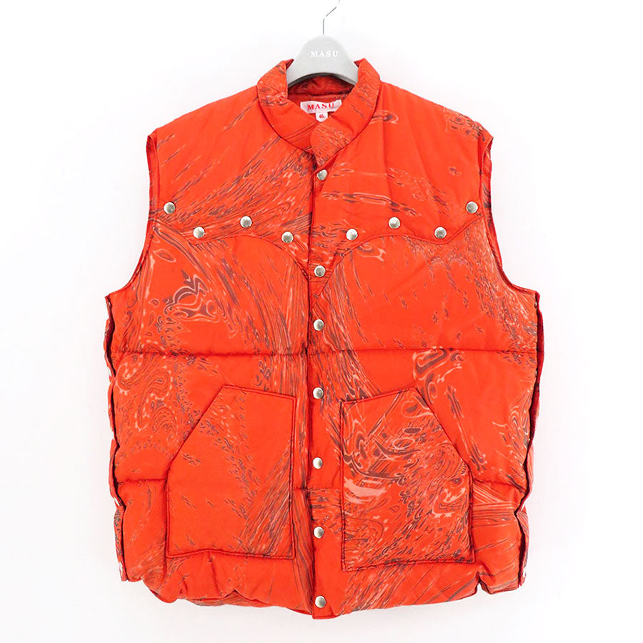 M A S U/エムエーエスユー】MARBLE BANDANA PUFFER VEST MVFW-VT0122の