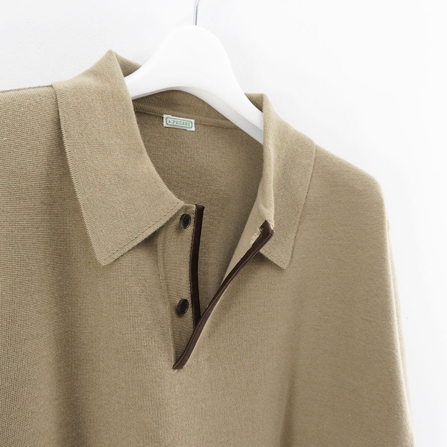 【A.PRESSE/アプレッセ】<br>Cashmere Knit L/S Polo Shirt <br>23SAP-03-08H