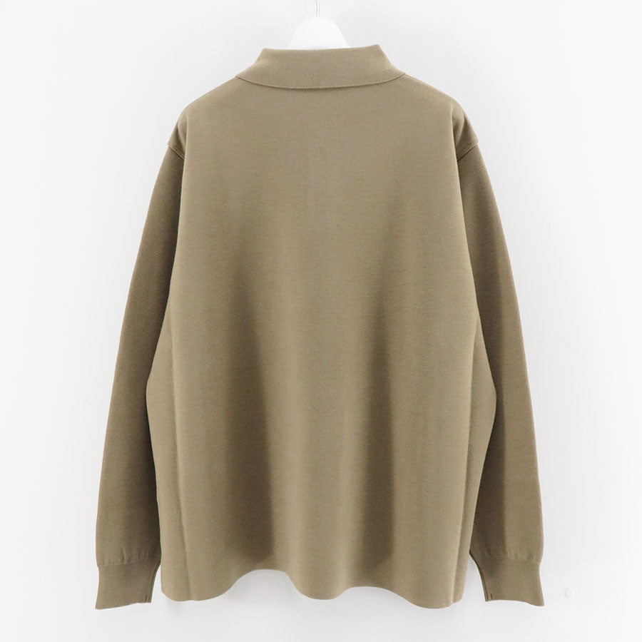 A.PRESSE ア プレッセ 22AW Cashmere Knit L/S Polo レザーパイピングカシミヤニットポロシャツ ベージュ 3