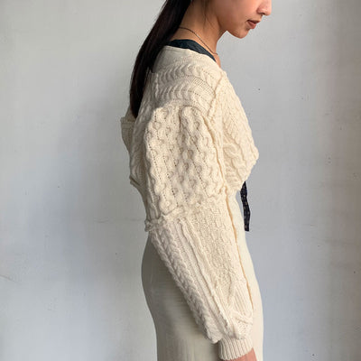 SALE 50%OFF ! <br/>【MALION vintage/マリオンヴィンテージ】<br>fisherman short cardigan (IVORY) <br>05-4-2